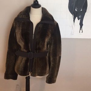Fačinnable 100% lambskin jacket with tie detail M